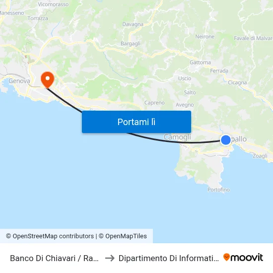 Banco Di Chiavari / Rapallo (Dir. Mare) to Dipartimento Di Informatica E Matematica map