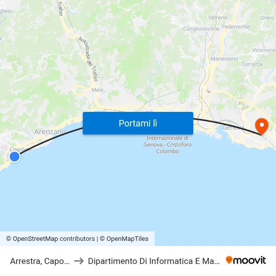 Arrestra, Capolinea to Dipartimento Di Informatica E Matematica map