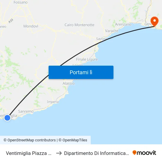 Ventimiglia Piazza Costituente to Dipartimento Di Informatica E Matematica map