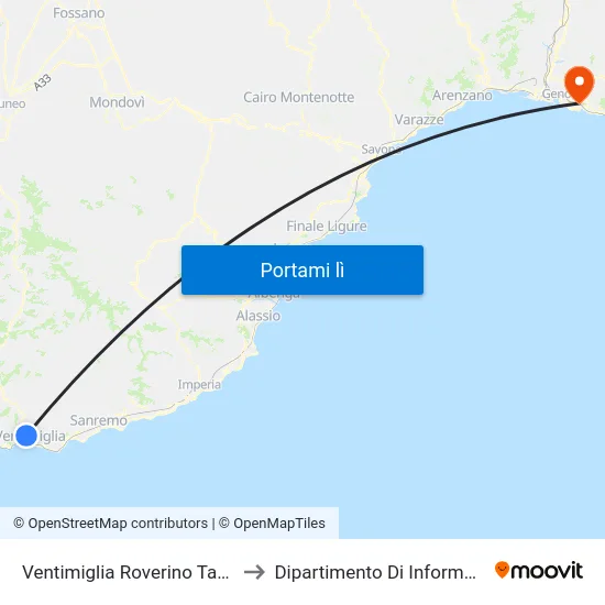 Ventimiglia Roverino Tabacchi Hotel Bruno to Dipartimento Di Informatica E Matematica map