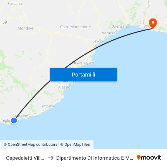 Ospedaletti Villa Alda to Dipartimento Di Informatica E Matematica map