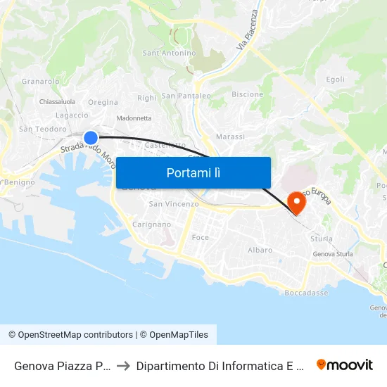 Genova Piazza Principe to Dipartimento Di Informatica E Matematica map