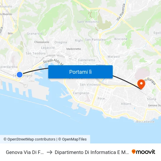 Genova Via Di Francia to Dipartimento Di Informatica E Matematica map