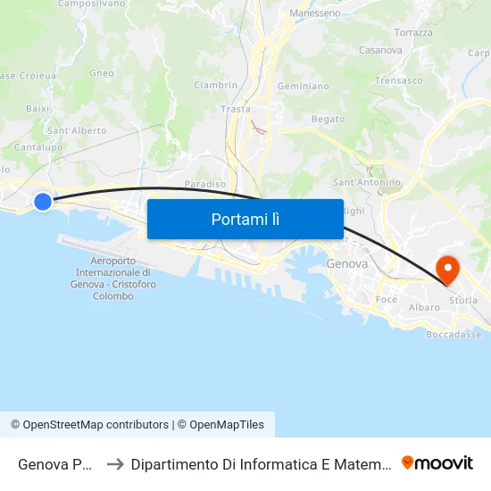 Genova Pegli to Dipartimento Di Informatica E Matematica map