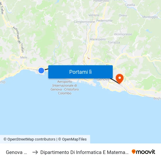 Genova Pra to Dipartimento Di Informatica E Matematica map