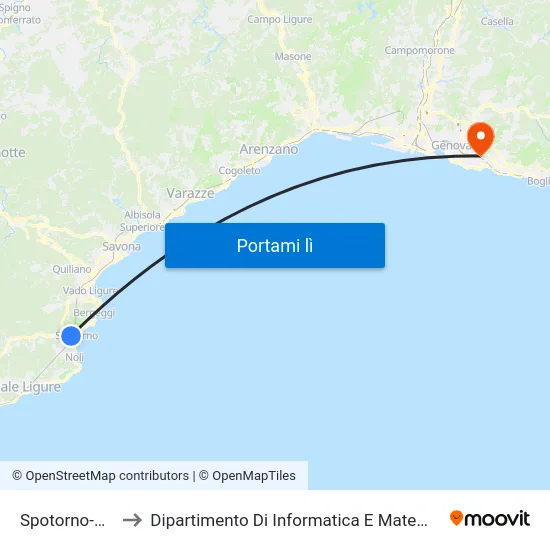 Spotorno-Noli to Dipartimento Di Informatica E Matematica map