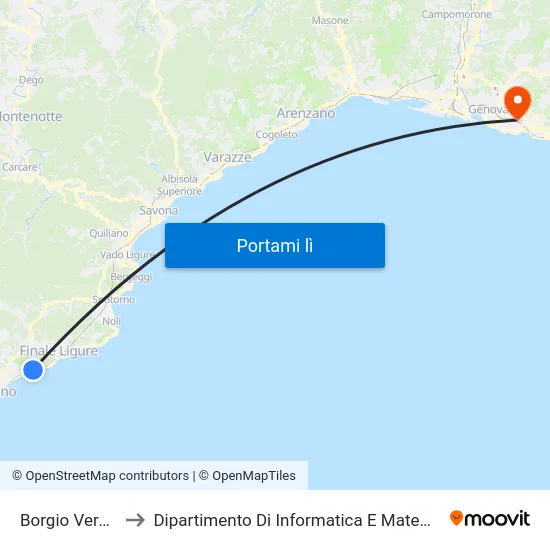 Borgio Verezzi to Dipartimento Di Informatica E Matematica map