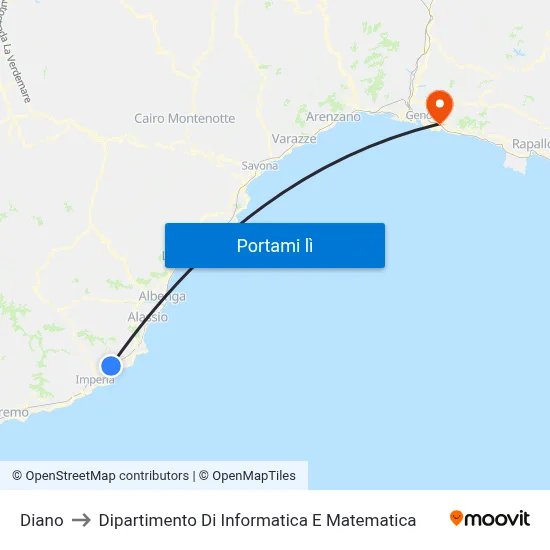 Diano to Dipartimento Di Informatica E Matematica map