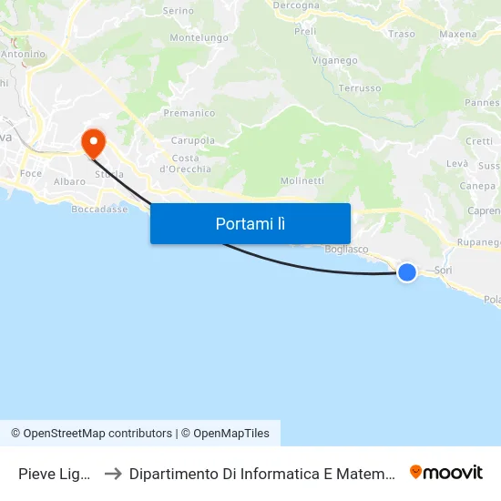 Pieve Ligure to Dipartimento Di Informatica E Matematica map