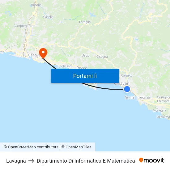 Lavagna to Dipartimento Di Informatica E Matematica map