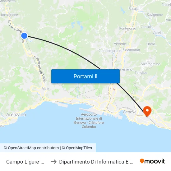 Campo Ligure-Masone to Dipartimento Di Informatica E Matematica map