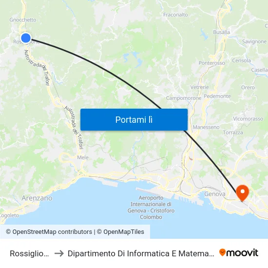 Rossiglione to Dipartimento Di Informatica E Matematica map