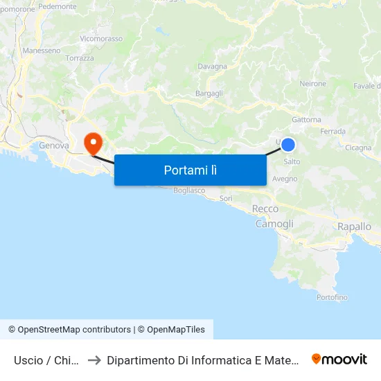 Uscio / Chiesa to Dipartimento Di Informatica E Matematica map