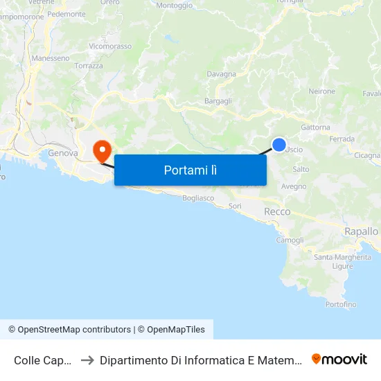 Colle Caprile to Dipartimento Di Informatica E Matematica map