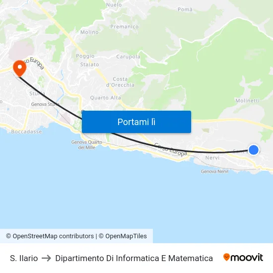 S. Ilario to Dipartimento Di Informatica E Matematica map