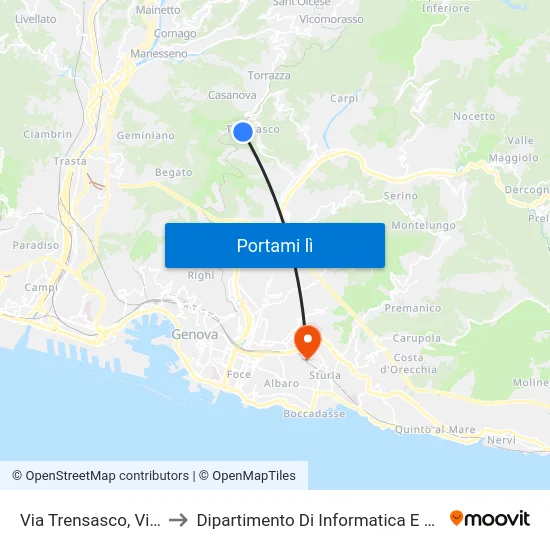 Via Trensasco, Via Otrali to Dipartimento Di Informatica E Matematica map