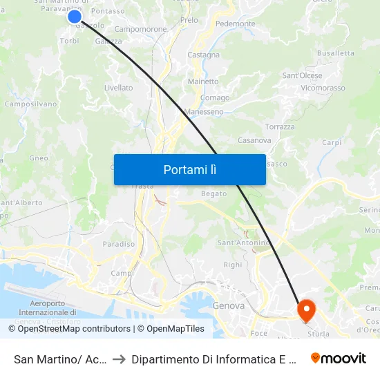 San Martino/ Acquario to Dipartimento Di Informatica E Matematica map