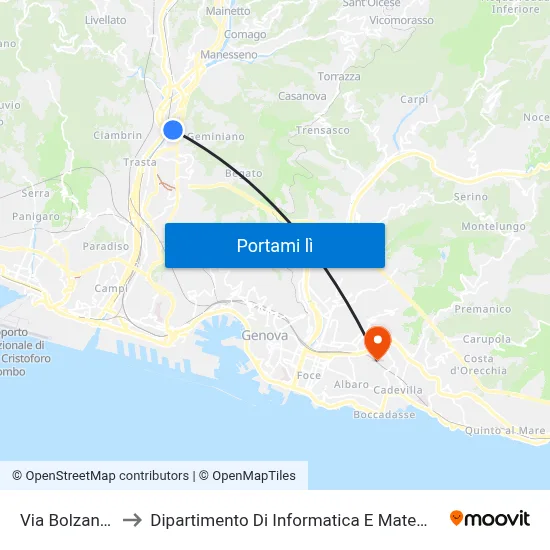 Via Bolzaneto to Dipartimento Di Informatica E Matematica map