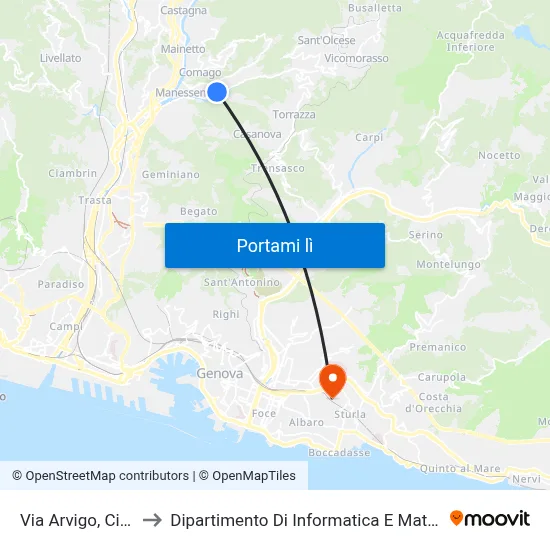 Via Arvigo, Civ. 59 to Dipartimento Di Informatica E Matematica map