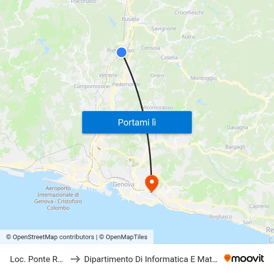 Loc. Ponte Rosso to Dipartimento Di Informatica E Matematica map