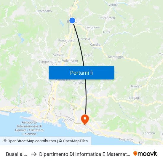 Busalla FS to Dipartimento Di Informatica E Matematica map