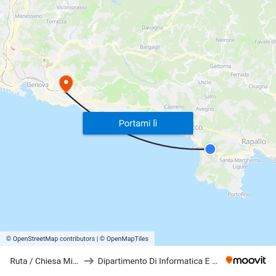 Ruta / Chiesa Millenaria to Dipartimento Di Informatica E Matematica map