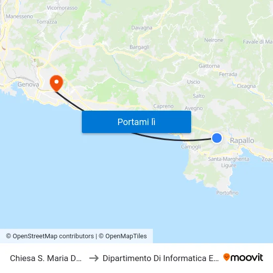 Chiesa S. Maria Del Campo to Dipartimento Di Informatica E Matematica map