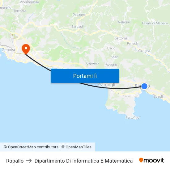 Rapallo to Dipartimento Di Informatica E Matematica map