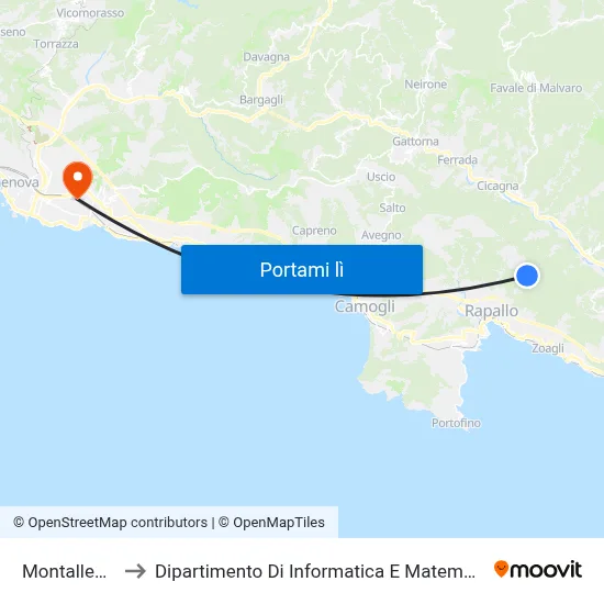 Montallegro to Dipartimento Di Informatica E Matematica map