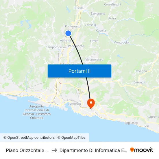 Piano Orizzontale Dei Giovi to Dipartimento Di Informatica E Matematica map