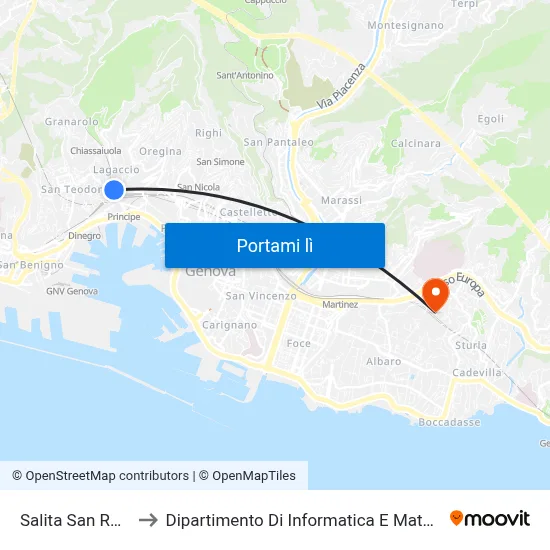 Salita San Rocco to Dipartimento Di Informatica E Matematica map