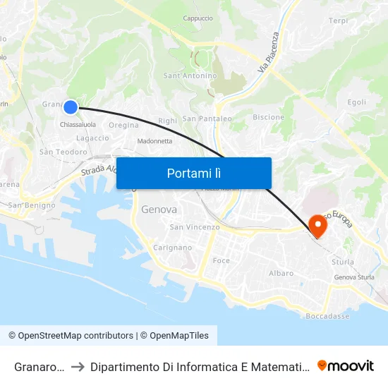 Granarolo to Dipartimento Di Informatica E Matematica map