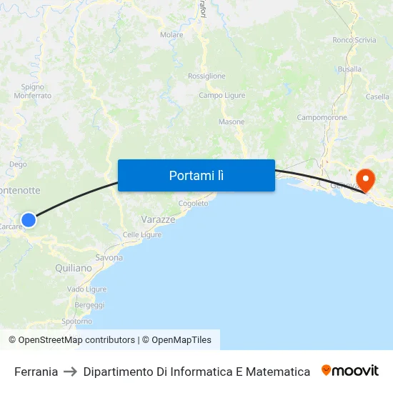 Ferrania to Dipartimento Di Informatica E Matematica map