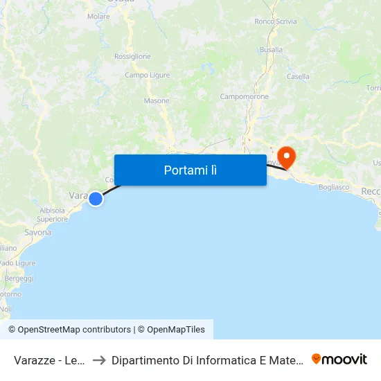 Varazze - Le Roi to Dipartimento Di Informatica E Matematica map