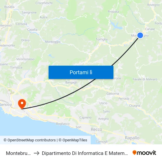 Montebruno to Dipartimento Di Informatica E Matematica map