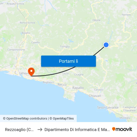 Rezzoaglio (Centro) to Dipartimento Di Informatica E Matematica map