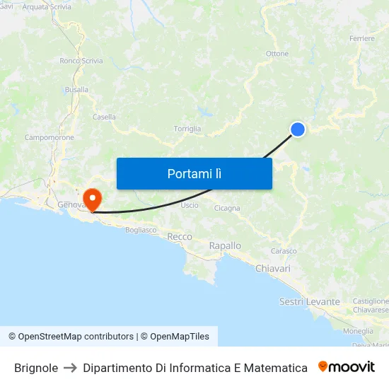 Brignole to Dipartimento Di Informatica E Matematica map