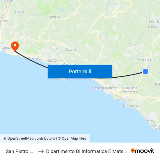 San Pietro Vara to Dipartimento Di Informatica E Matematica map