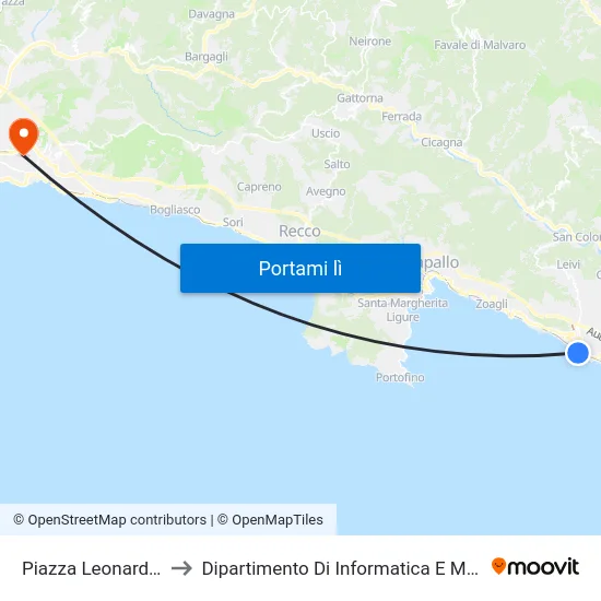 Piazza Leonardi - F.S. to Dipartimento Di Informatica E Matematica map