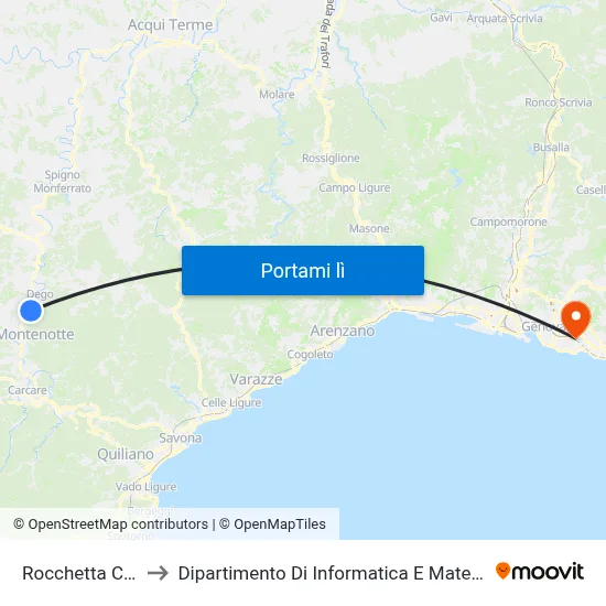 Rocchetta Cairo to Dipartimento Di Informatica E Matematica map