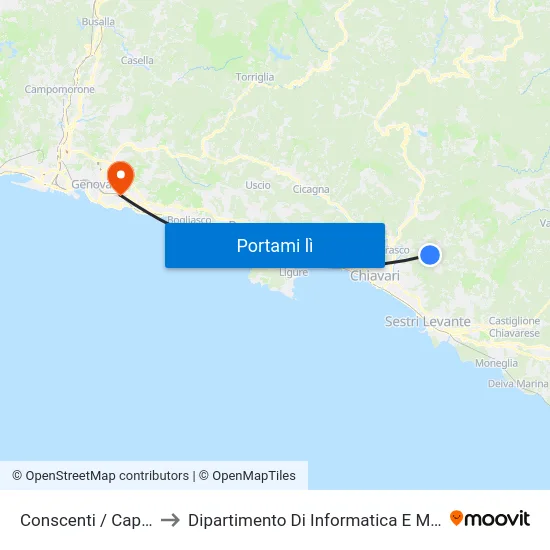 Conscenti / Capolinea to Dipartimento Di Informatica E Matematica map