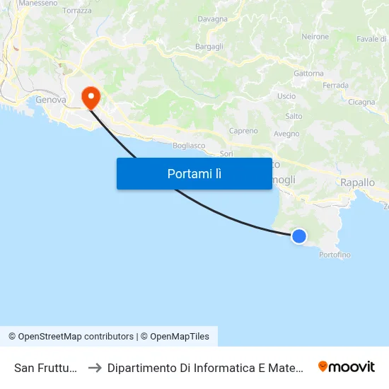 San Fruttuoso to Dipartimento Di Informatica E Matematica map