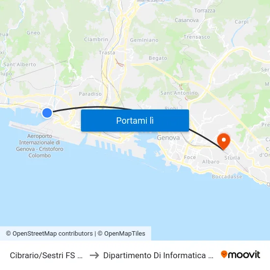 Cibrario/Sestri FS Aeroporto to Dipartimento Di Informatica E Matematica map