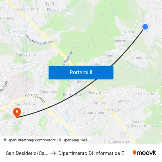 San Desiderio/Capolinea to Dipartimento Di Informatica E Matematica map