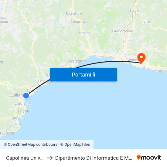 Capolinea Università to Dipartimento Di Informatica E Matematica map
