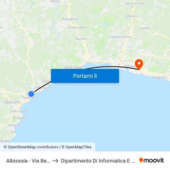 Albissola - Via Belvedere to Dipartimento Di Informatica E Matematica map