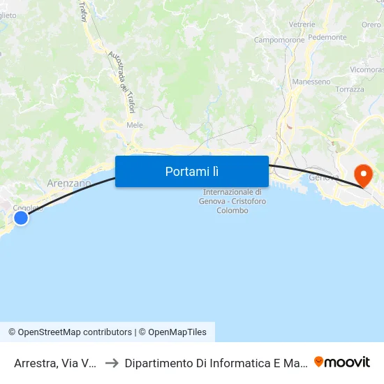 Arrestra, Via Venere to Dipartimento Di Informatica E Matematica map