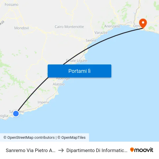 Sanremo Via Pietro Agosti Nereide to Dipartimento Di Informatica E Matematica map