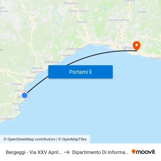 Bergeggi - Via XXV Aprile (Dominio Mare) to Dipartimento Di Informatica E Matematica map