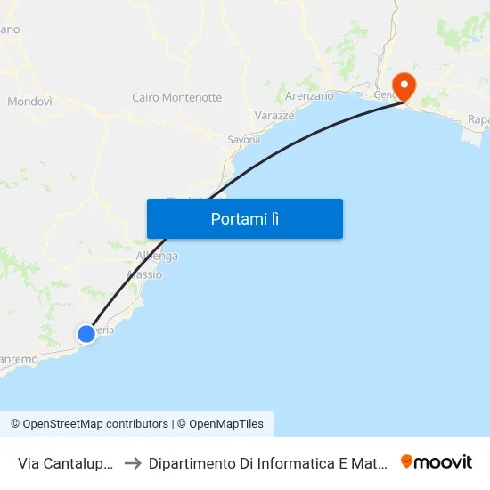 Via Cantalupo 86 to Dipartimento Di Informatica E Matematica map